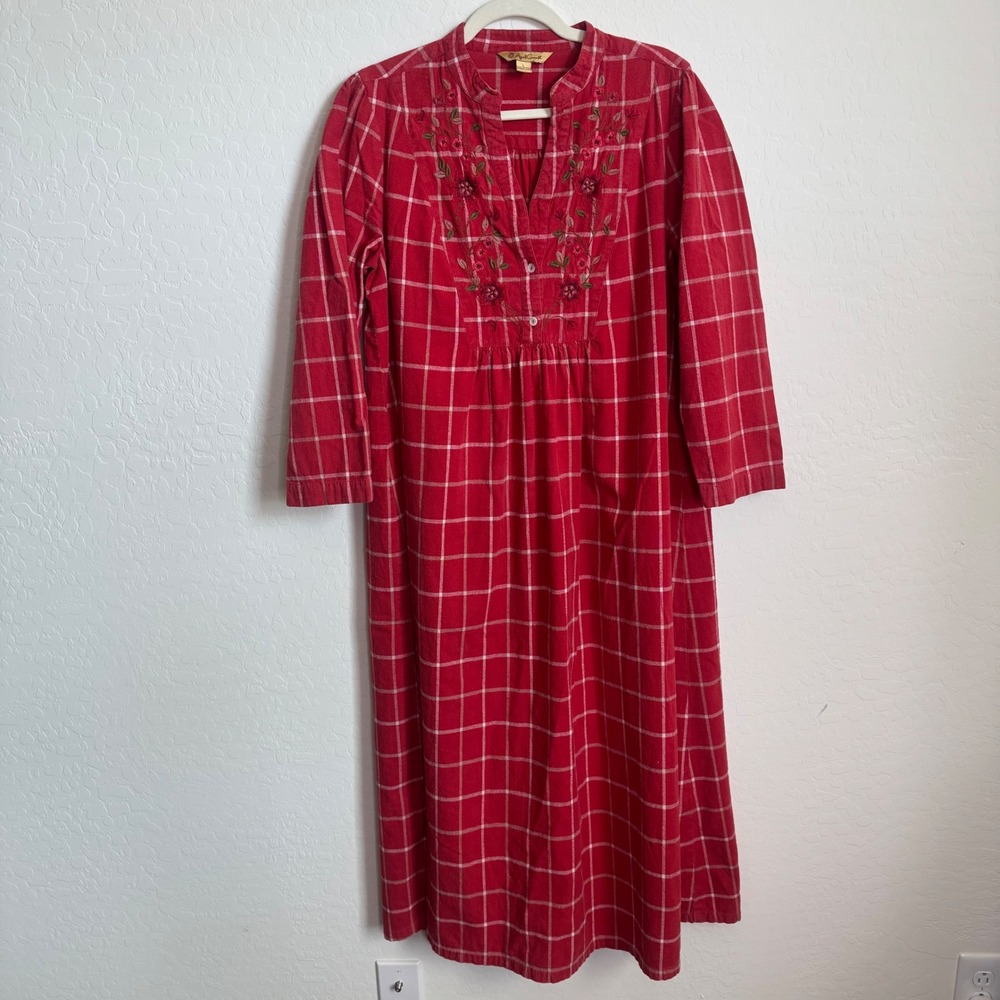 April Cornell Women's L Flannel Nightgown Cabincore Prairie Tomatogirl Plaid